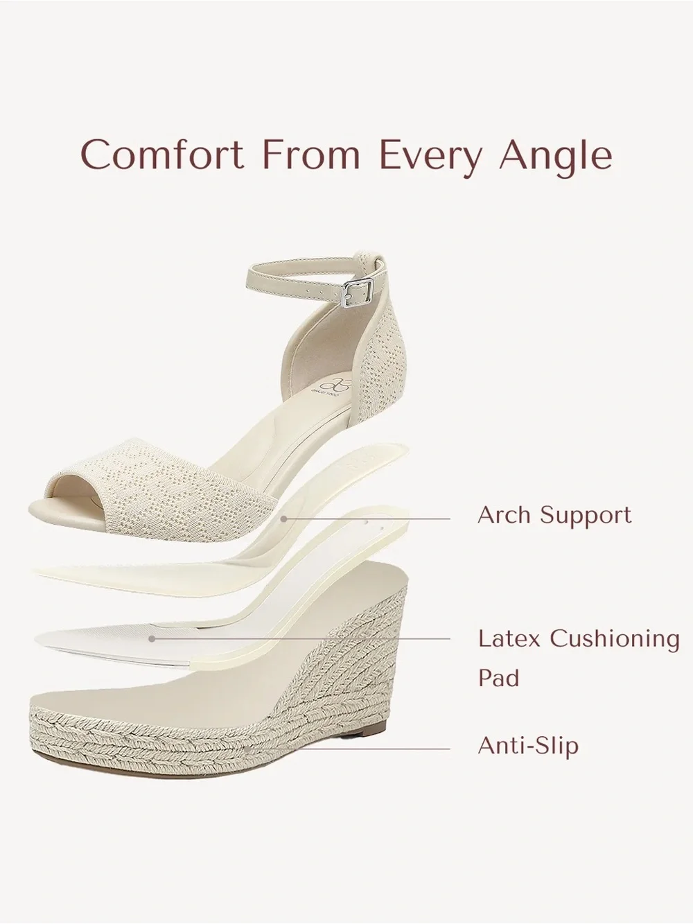 Cost Island commute Women’s Espadrille Wedge Sandal - Ivory size 7.5